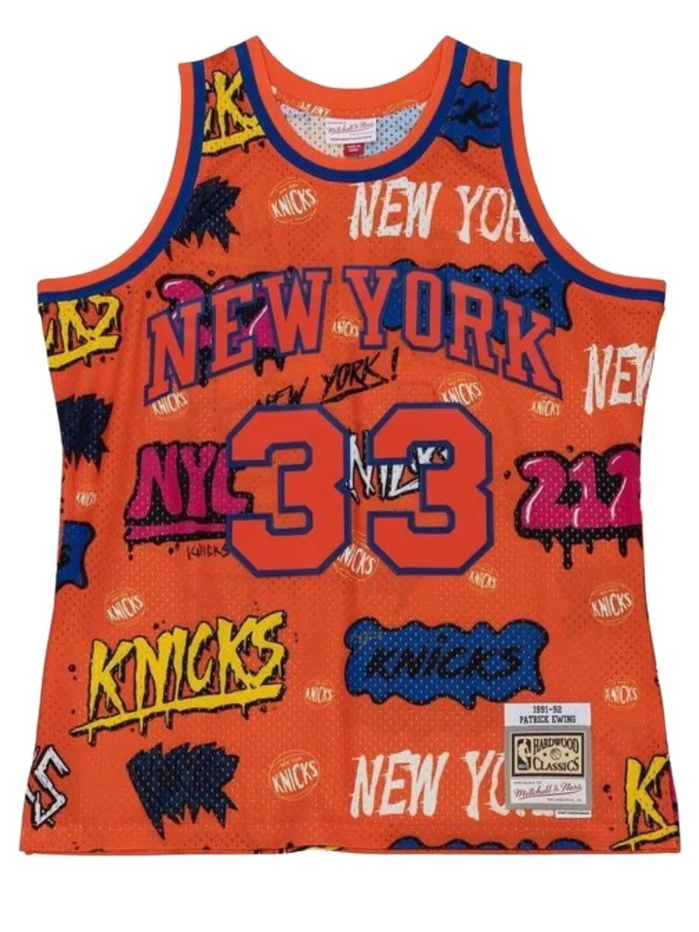 Mitchell & Ness New York Knicks Patrick Ewing graffiti style basketball jersey